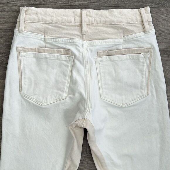 FRAME Le Crop Mini Bootcut Jeans Size 24 Neutral White Western Boho Festival 70s - Picture 10 of 12
